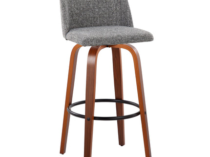 Toriano - Mid Century Modern Fixed Height Barstool Swivel And Round Footrest (Set of 2)