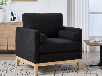 Wide Modern Performance Accent Chair With Natural Legs