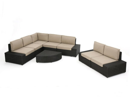 Santa Cruz - 8 Piece Outdoor Sectional Set - Dark Brown