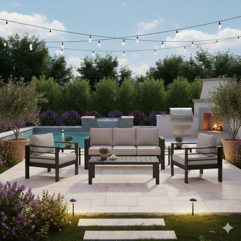 Outdoor Patio Set, All-Weather With Thick Cushions