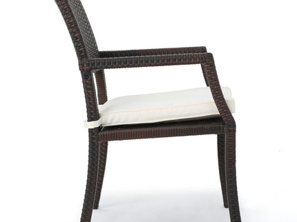 Outdoor Wicker Dining Chair With Water Resistant Cushions (Set of 2) - White / Brown