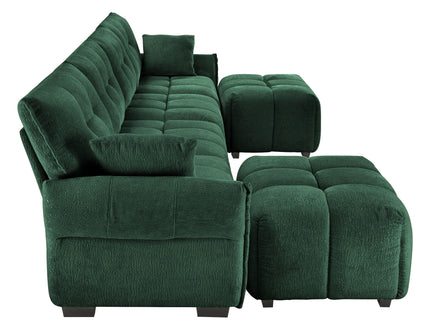 Sofa Set With Ottoman And Pillows, Textured, High Resilience Cushions