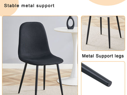 Modern Medieval Style Cushioned Side Chairs Set With Metal Legs For Kitchens