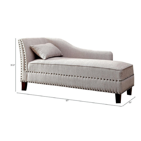 Chaise With Nailhead Trim And Plush Pillow