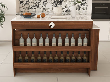 Kitchen Island With Extendable & Rotating Table