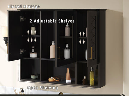 Modern Wall Mounted Medicine Cabinet With Adjustable Shelves, Soft Close Doors, High Define Mirror