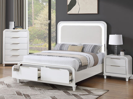 Bed With LED Lights Panel Headboard And Footboard Frame