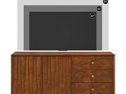 TV Stand With Storage, Entertainment Center, 3 Drawers And 2 Doors For Living Room - Walnut