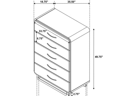 Tully - 5 Drawer Chest - Nutmeg Brown