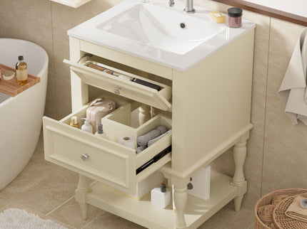 Retro Design Bathroom Vanity With Sink, 2 Drawer Storage Cabinet
