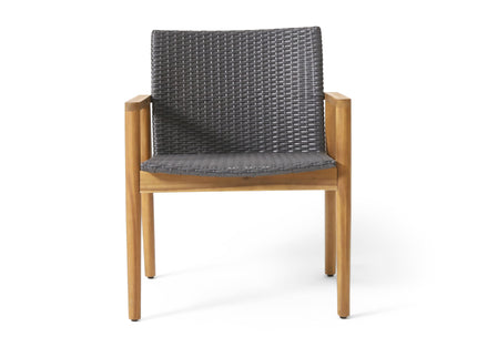Tranquilize - Outdoor Wooden Club Chair With Woven Wicker Seat And Back (Set of 2) - Light Brown