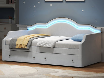 Upholstered Daybed With LED Lights And 2 Drawersme