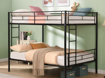 Modern Metal Bunk Bed, Full Over Full, No Box Spring Needed - Black