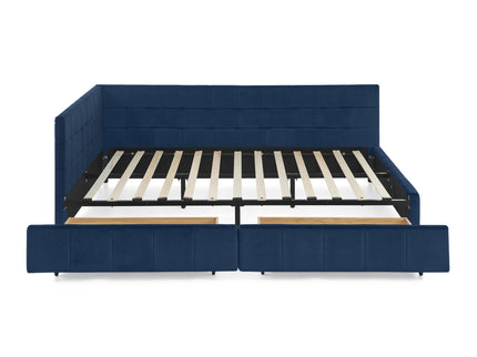 Upholstered Bed Frame With Tufted Backrest And Armrests