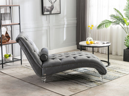 Chaise Lounge Indoor, Button Tufted Upholstered Chaise Lounge Chair With Pillow