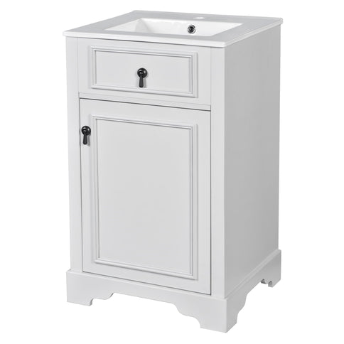 Elegant Bathroom Vanity With Ceramic Sink, Soft Close Door, Adjustable Shelf