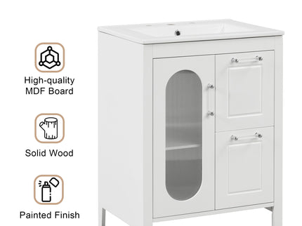 Modern Bathroom Vanity With Sink, Cabinet With 2 Drawers And Door, Adjustable Shelf