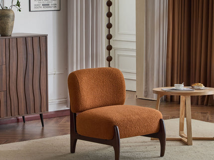 Modern Boucle Lounge Chair With Solid Wood Fram