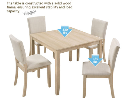 Modern 4 Person Dining Table Set With 4 Chairs