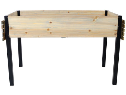 Raised Garden Bed With Metal Legs And Folding Storage Shelf