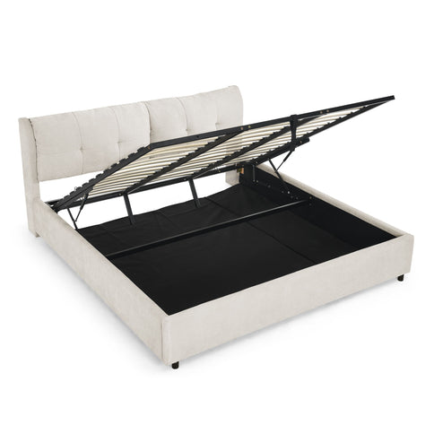 Storage Upholstered Hydraulic Platform Bed With Integrated Headboard