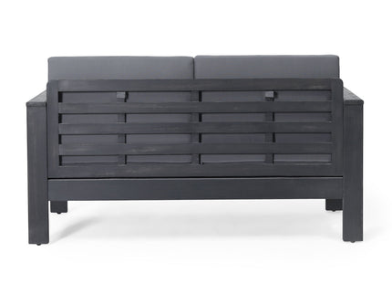 Acacia Wood Loveseat And Coffee Table Set With Cushions