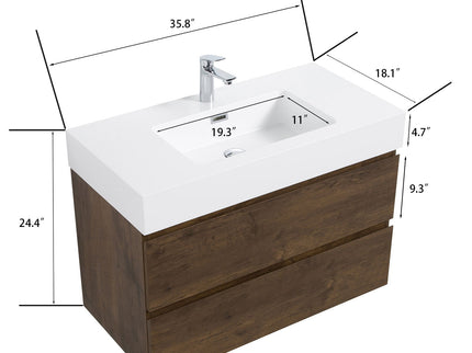 Alice - Bathroom Vanity Wall Mounted With Sink, Large Storage