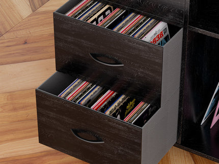 Eco-Friendly Vinyl Record Player Stand With Flip-Top Storage, Media Console With Dual Outlets And Dustproof Drawers