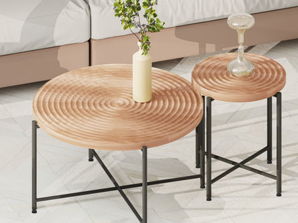 Coffee And End Table Set Waterproof Cover (Set of 2) - Natural Wood / Brown