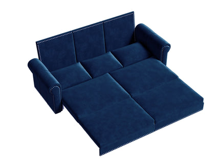 3 In 1 Convertible Sleeper Sofa With Nailhead Trim & Rolled Arm