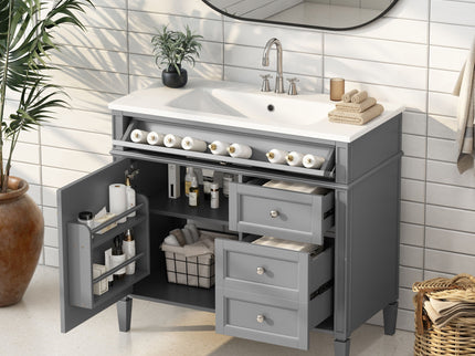 Bathroom Vanity & Top Sink, Modern Bathroom Storage Cabinet With 2 Drawers And A Tip-Out Drawer