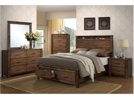 Eastern King Bed With Footboard Drawers Furniture - Oak