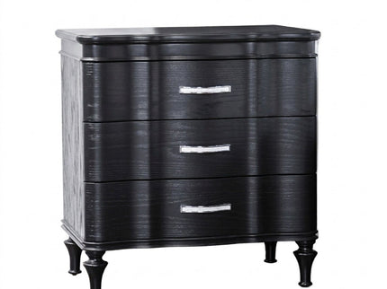 Nightstand, 3 Drawer Bedside Table - Black