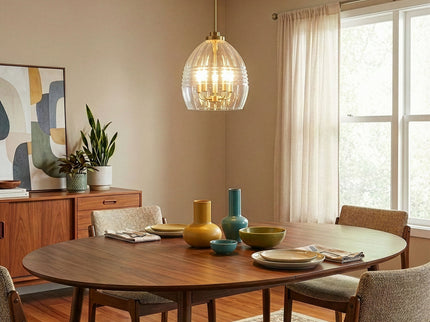 Zen - 5 Pendant Chain Hanging Light - Clear / Gold