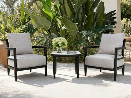 Outdoor Patio Furniture, Chat Set, Sunbrella Cushions And Side Table