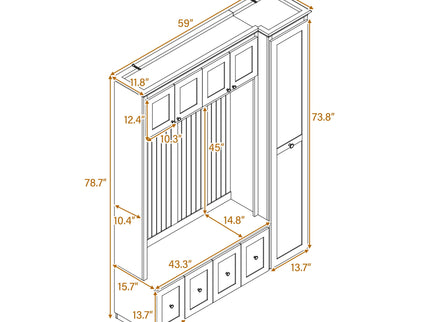 Entryway Hall Tree With Storage Bench, Coat Rack Shoe Bench With Cabinets