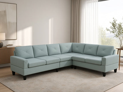 Modular L - Shaped Sectional Sofa 6 Seater 4 Piece, Couch With Chaise - Green