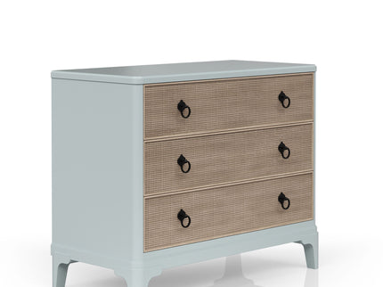 Panel Bedroom Set With 3 Drawer Nightstand, Casual Dresser, Cane Mirror, 3 Drawer Cane Front Chest And Bench