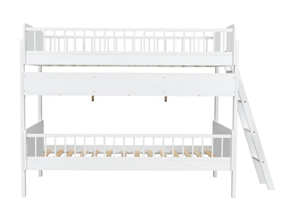 Bunk Bed With 3 Storage Shelves, Adjustable Ladder Left Or Right