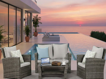 Modern Patio Set With Table And Cushions