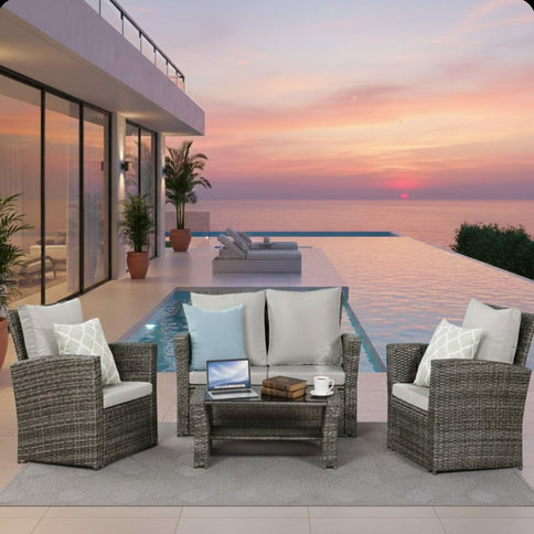 Modern Patio Set With Table And Cushions