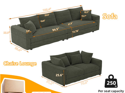 4 Seat Sofa, Deep Seat Couches With Soft Pillows