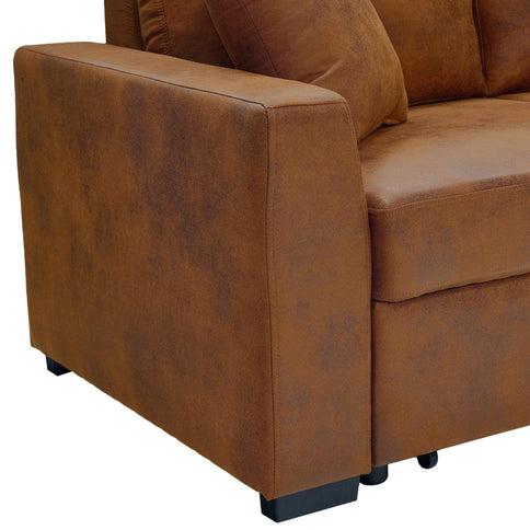 Upholstered Sectional With Pull-Out Bed And Chaise Storage