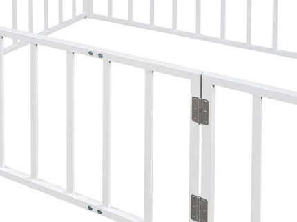 Metal Floor Bed Frame With Fence And Door