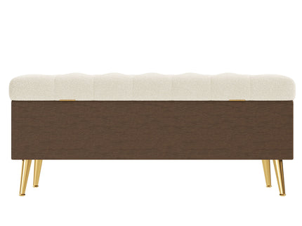 Modern Tufted Storage Ottoman Bench With Metal Legs