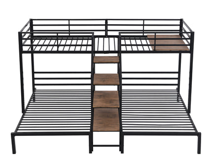 Metal Bunk Bed With Storage Shelves Staircase