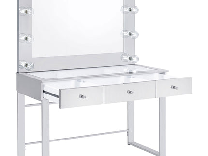 Trevor - 3 Drawer Makeup Vanity Table With Mirror - Chrome
