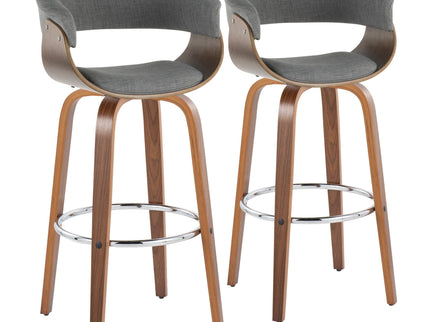 Vintage Mod - Mid Century Modern Fixed Height Barstool With Swivel With Round Footrest (Set of 2)