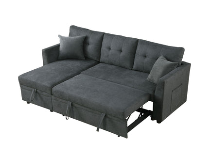 Sectional Sofa Bed L Shaped Sofa Couch Bed With USB Port, Reversible Chaise With Storage
