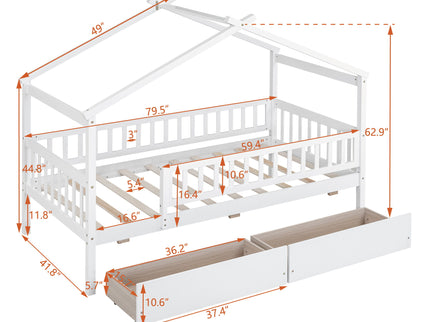 House Bed With 2 Drawers